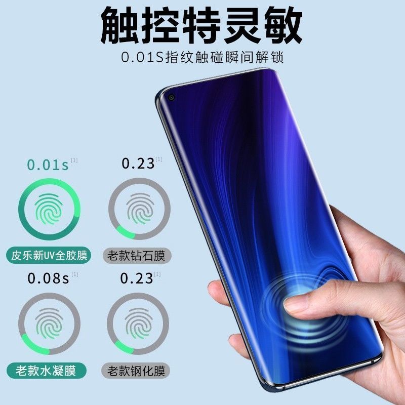 小米10钢化膜至尊纪念版蓝光高清全屏覆盖UV曲面pro原装手机膜 小米10 1片装-原配曲面[全胶钢化膜]高清版