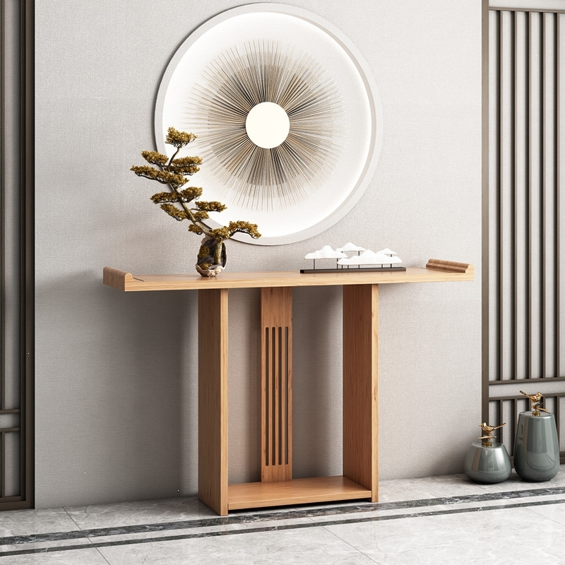 定制_新中式玄关台阿斯卡利靠墙玄关桌现代轻奢长条走廊禅意端景台