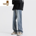 YANXU阔腿牛仔裤男夏季薄款宽松直筒潮牌裤子美式高街vibe休闲子N百阔