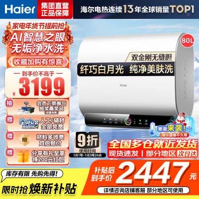 海尔(Haier)电热水器80升 扁桶双胆EC8003HD-BK3PROKAU1