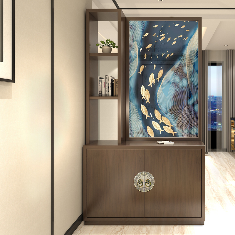 欧若凡实木入户中式屏风隔断装饰墙玄关客厅简约现代厅鞋柜家用座屏