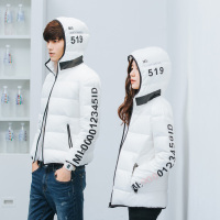 唐狮情侣羽绒服短款青少个性字母冬季外套韩版潮_