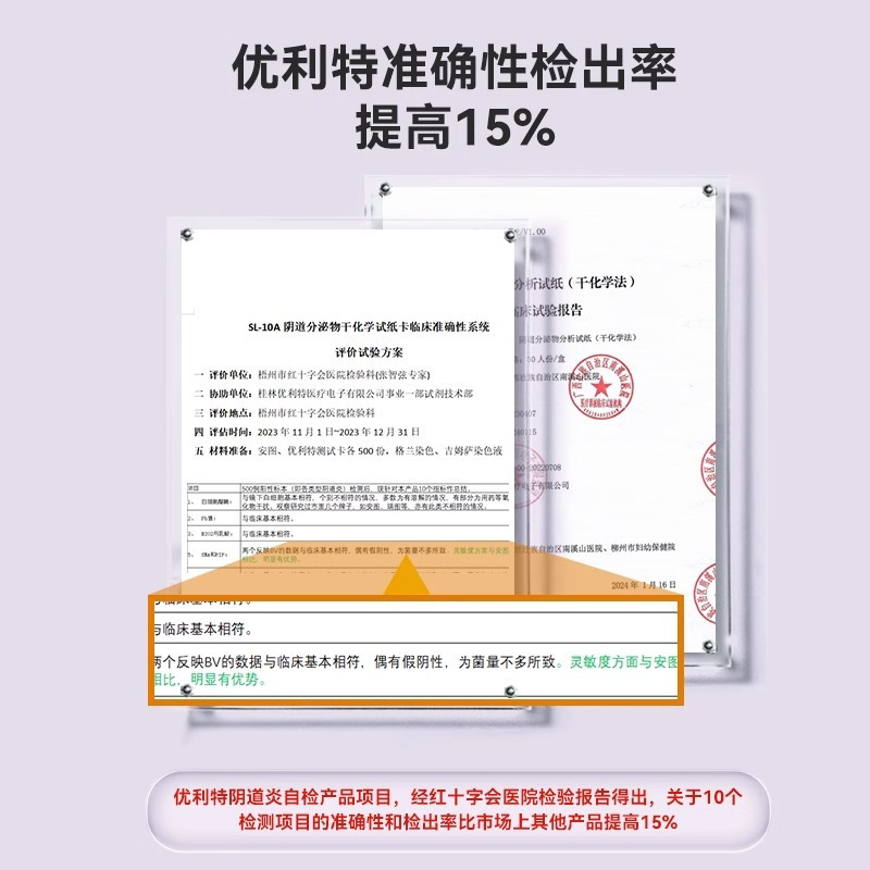 利特十联阴道炎检测自检妇科炎症自测卡白带滴虫细霉菌性测试纸高清大图