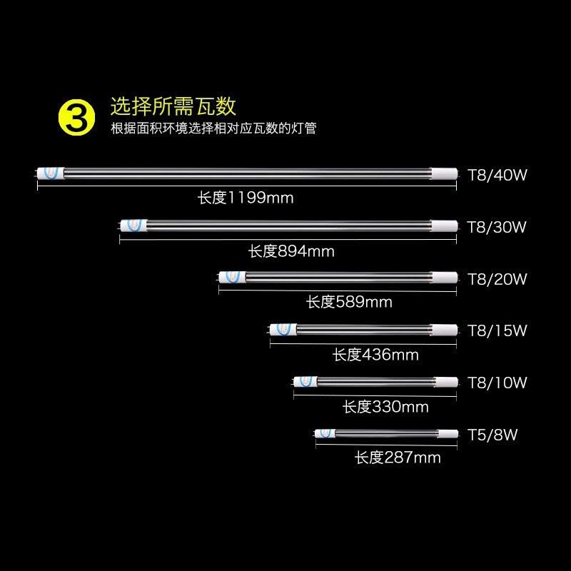 苏宁放心购 T8石英紫外线灯管灯管消毒柜10W15W20W36W1.2米臭氧灯管30W消毒车灯管图片