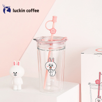 瑞幸咖啡&LINE FRIENDS联名款吸管双层玻璃杯简约便携可爱防烫水杯(Cony)380ml