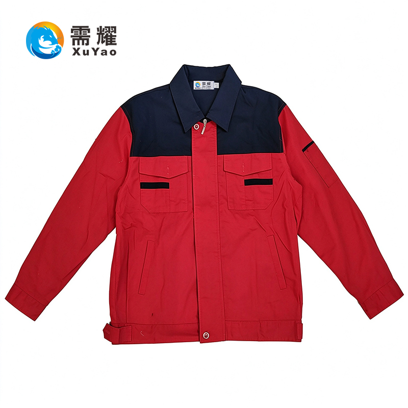 需耀 长袖工作服套装 TZ3030红黑拼色 套高清大图