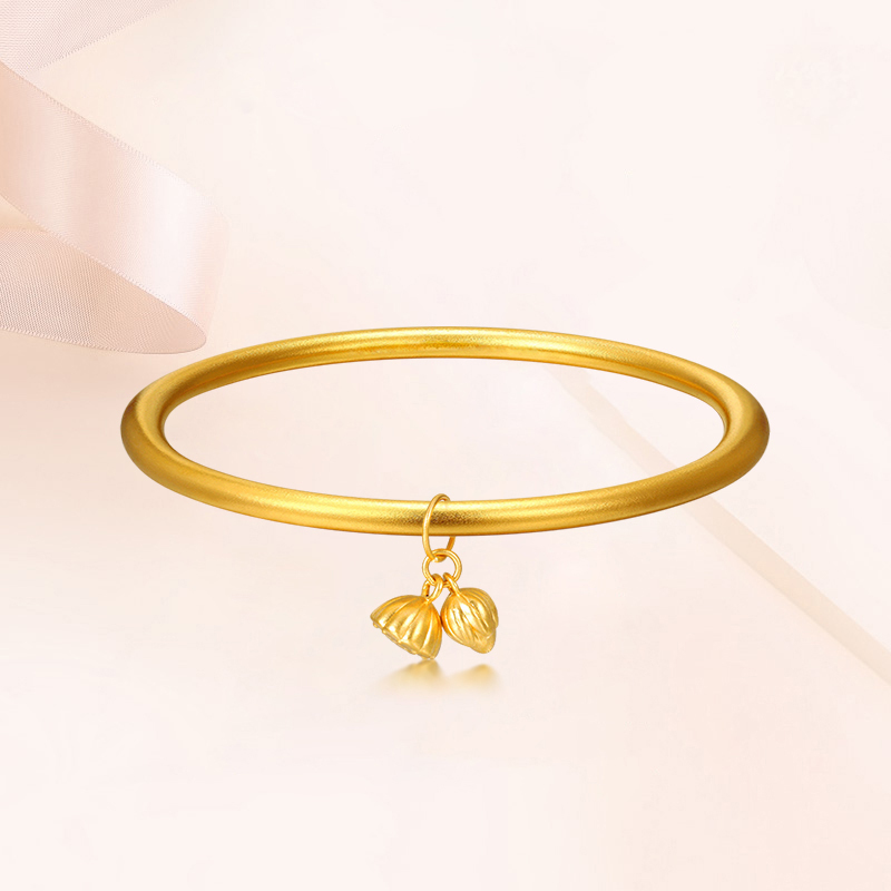 新金珠宝999足金手环和美镯莲花莲蓬手镯黄金镯子