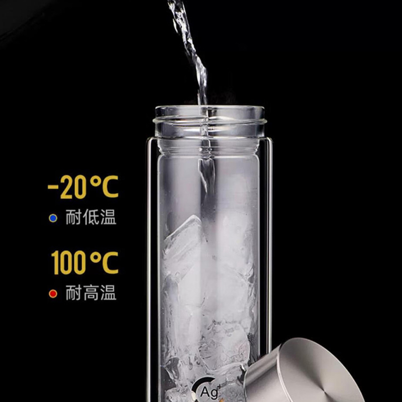 希诺玻璃杯310ml密封防漏户外便携双层本色XN-1956高清大图