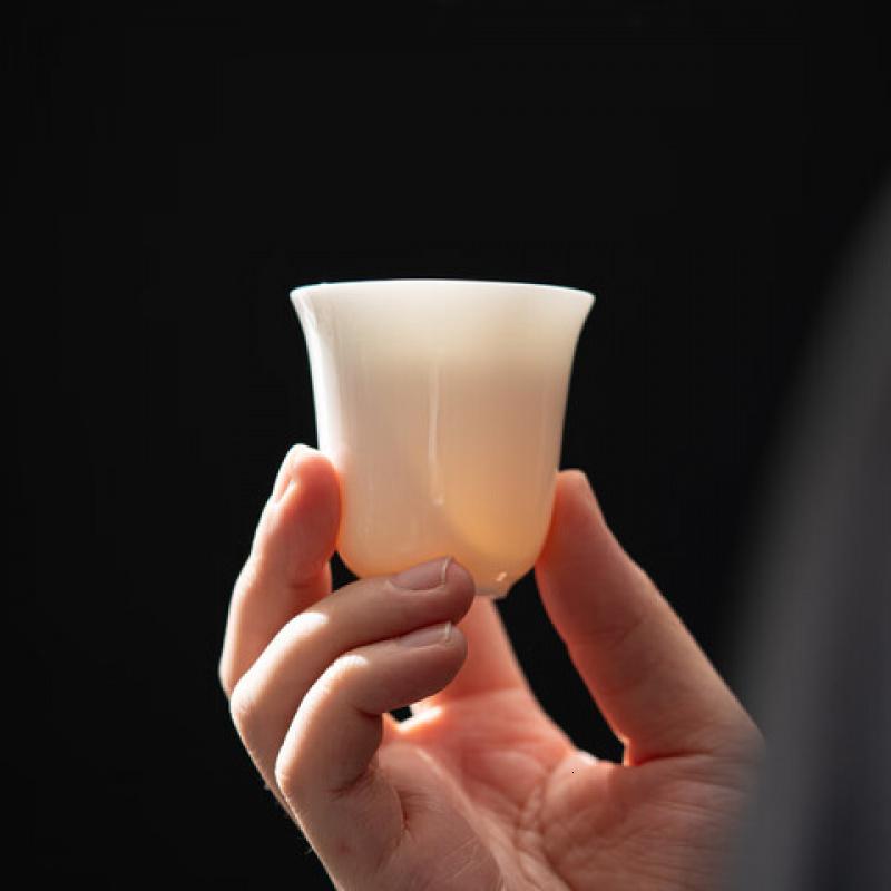 苏氏陶瓷(SUSHI CERAMICS) J0930 羊脂玉 香兰杯 茶礼套装 50ml*6 (单位:套)
