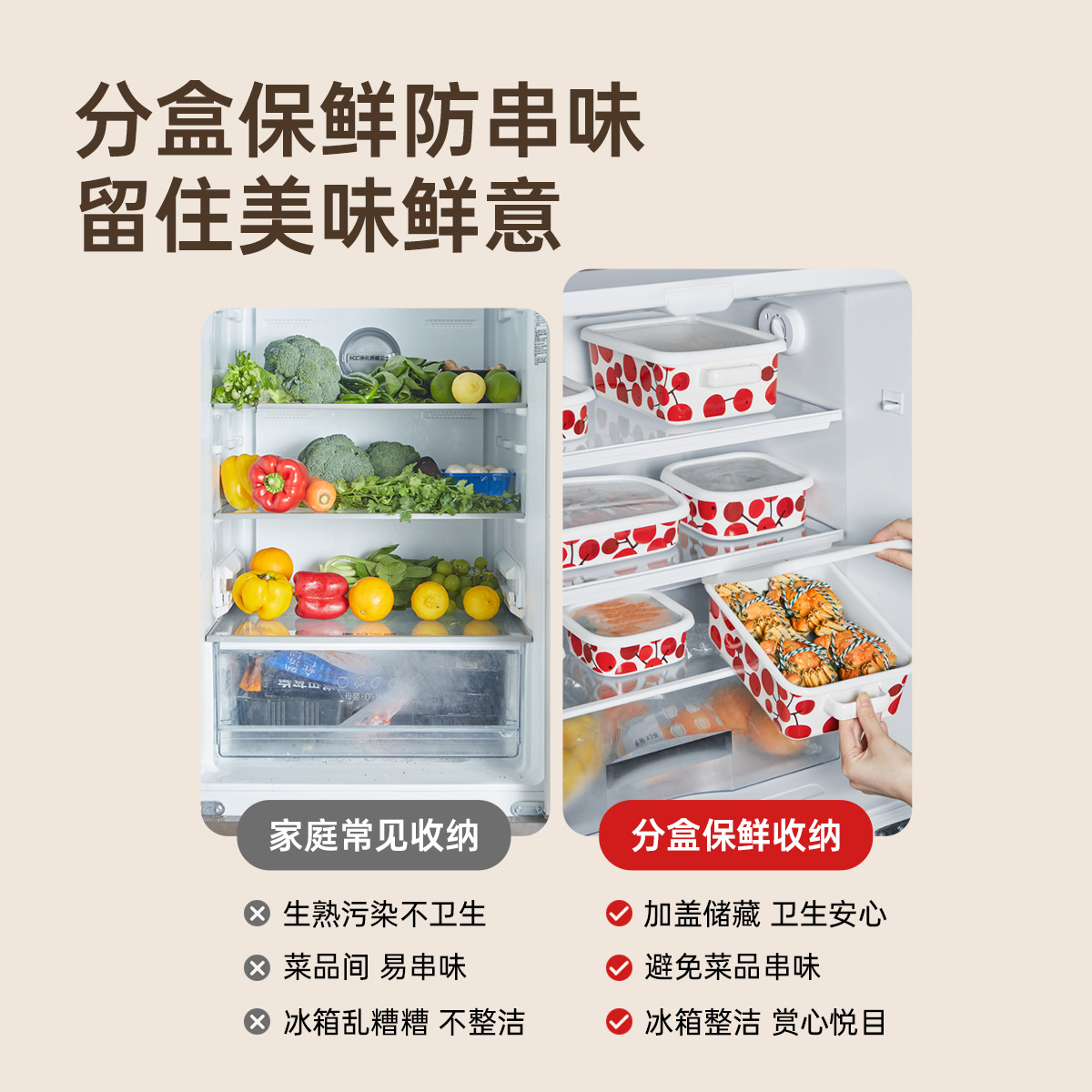 珐琅搪瓷保鲜盒加厚搪瓷方盒冰箱保鲜盒带盖水果盒密封盒家用餐盒高清大图