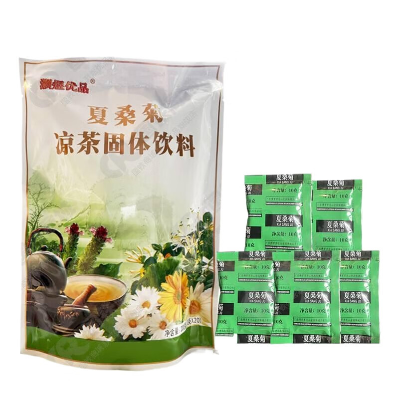 灏煜优品 夏桑菊金银花凉茶固体饮料清凉茶速溶便携四季解暑热凉茶颗粒饮料冲剂200g*6包套装高清大图