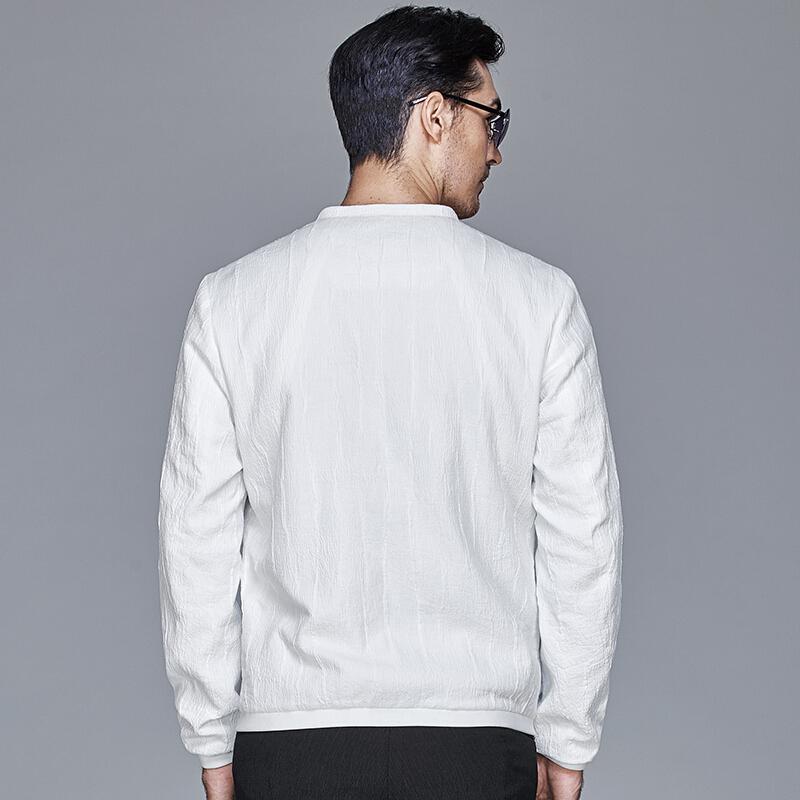 brloote巴鲁特时尚白色夹克男修身薄款休闲外套秋装新款