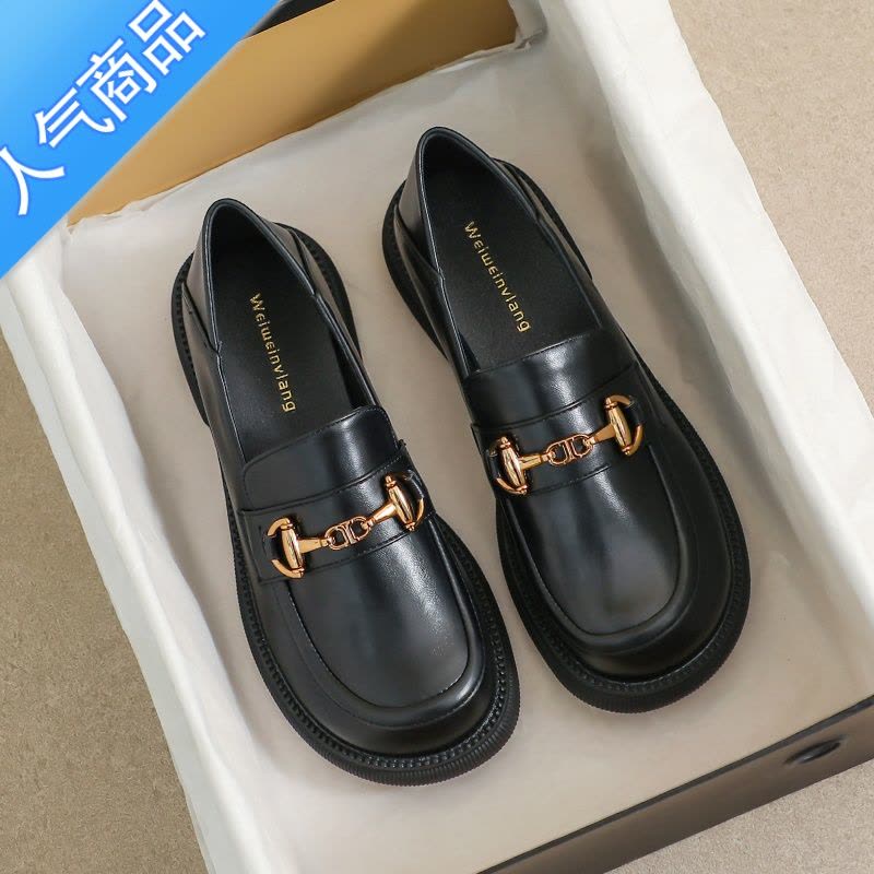 SUNTEK乐福鞋女夏英伦2023新款软皮平底单鞋晚晚风小皮鞋大码女鞋41一43图片