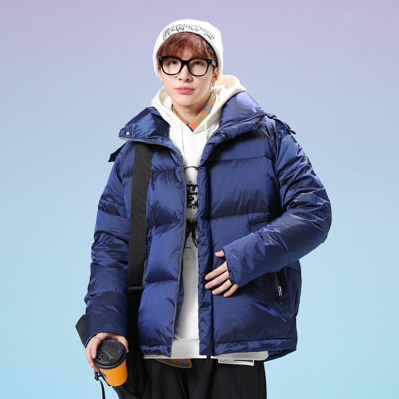 debrand冬季新款潮牌吴克群90白鸭绒面包服纯色立领男士羽绒服外套男