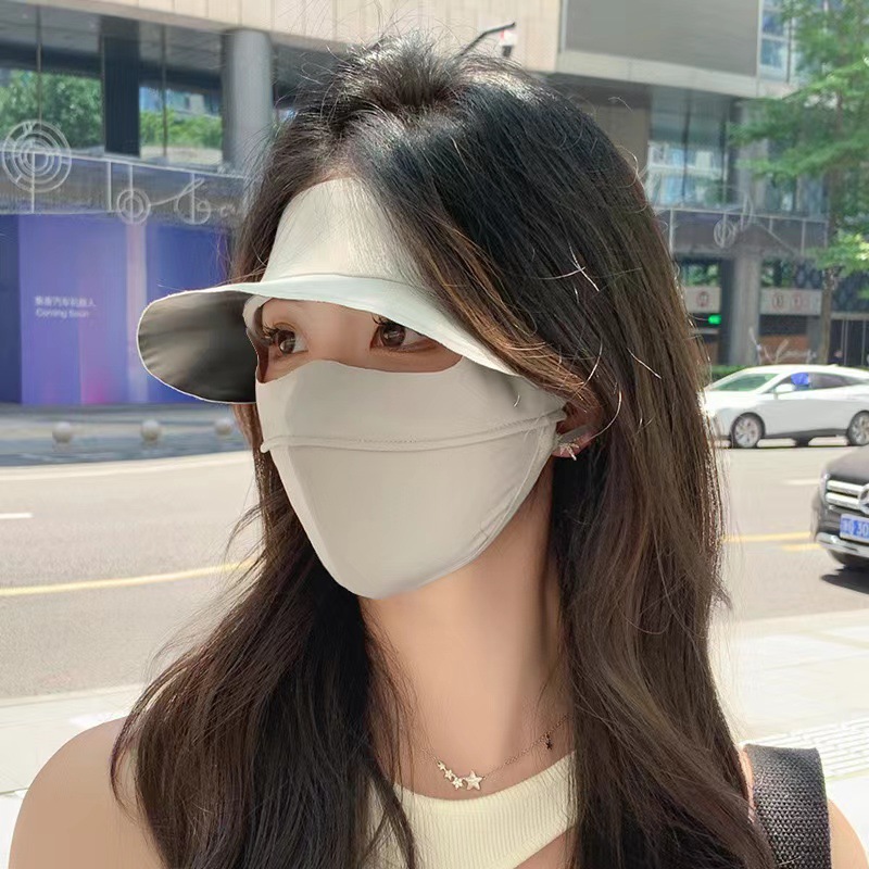 夏季防晒面罩帽子一体护颈女全脸冰丝脸基尼脖子开车防紫外线口罩3759Z