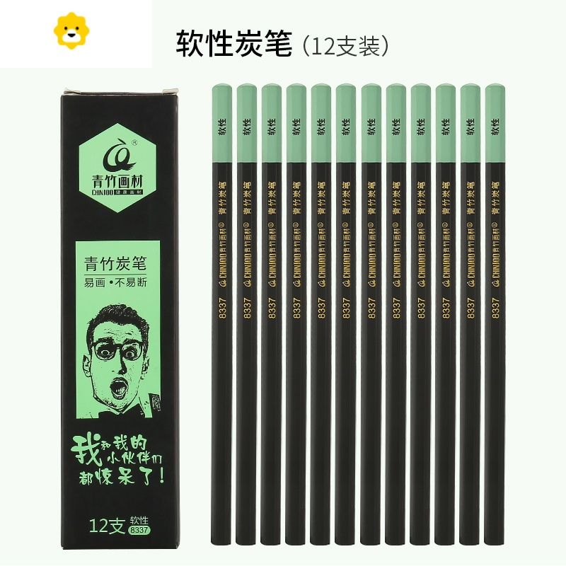 喻娄美术生专用画画工具套装经金典黑流光白美院派软中硬性碳笔8b/14b绘画素描铅笔小学生初学者