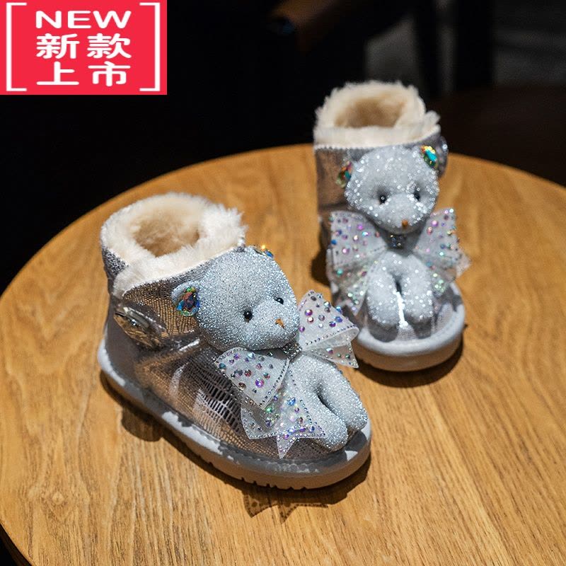 可莉允女童雪地靴2022冬季新款宝宝加绒加厚棉靴棉鞋中大童冬鞋儿童短靴图片