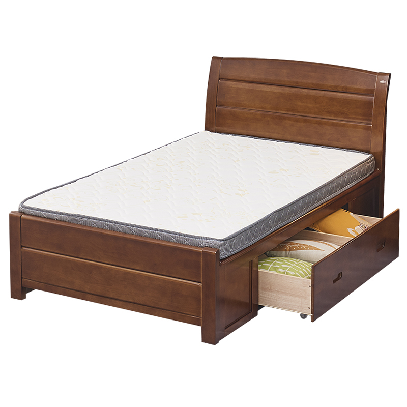 广亿隆储物高箱床带垫(1.2*2米床*1张带床垫*1张)高清大图