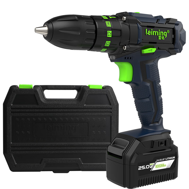 雷铭leiming锂电手电钻充电式dwlmwg225g225v双速冲击钻两电一充工具
