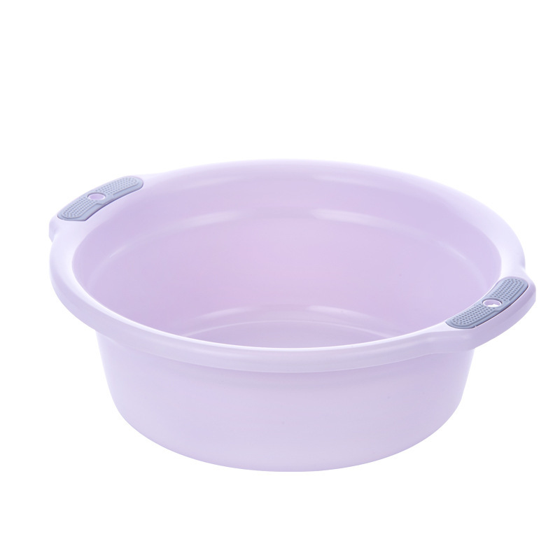家用洗脸盆塑料盆加厚圆形洗菜盆搓衣盆洗衣服盆 中号350*120紫色 3个组