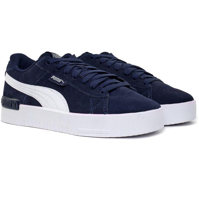 彪马(Puma)女款休闲板鞋海军蓝麂皮拼接 LaceUp运动鞋时尚百搭潮