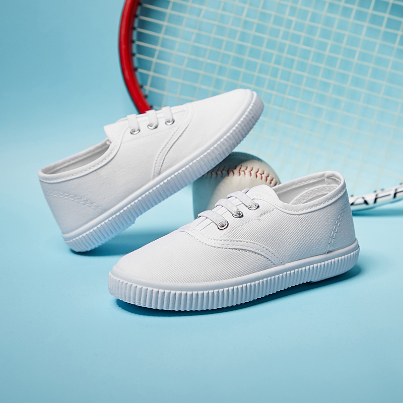 鞋学生童鞋帆布鞋松紧带幼儿园白布鞋男童女童球鞋帆布鞋儿童帆布鞋