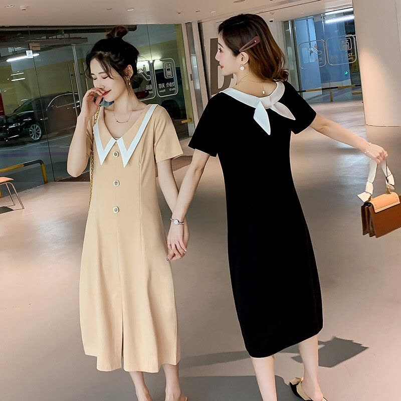 迪鲁奥（DILUAO)哺乳衣外出夏宽松孕妇装夏装外出2021新款孕妇连衣裙中长款时尚潮妈孕妇裙子夏季透气图片