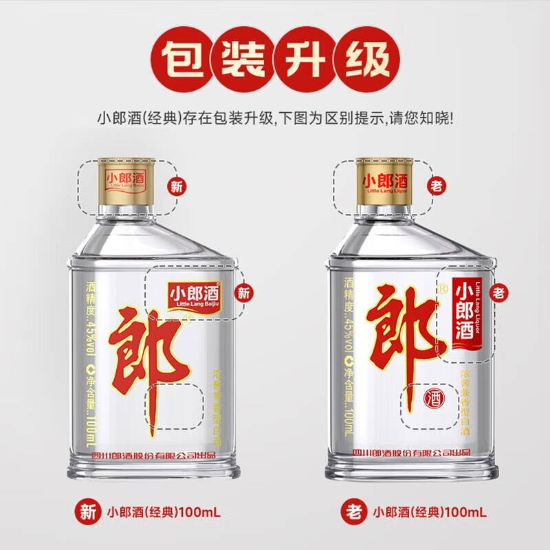 小郎酒(歪脖郎)45度100ML*3瓶 新老版本年份随机 小酒自饮高清大图