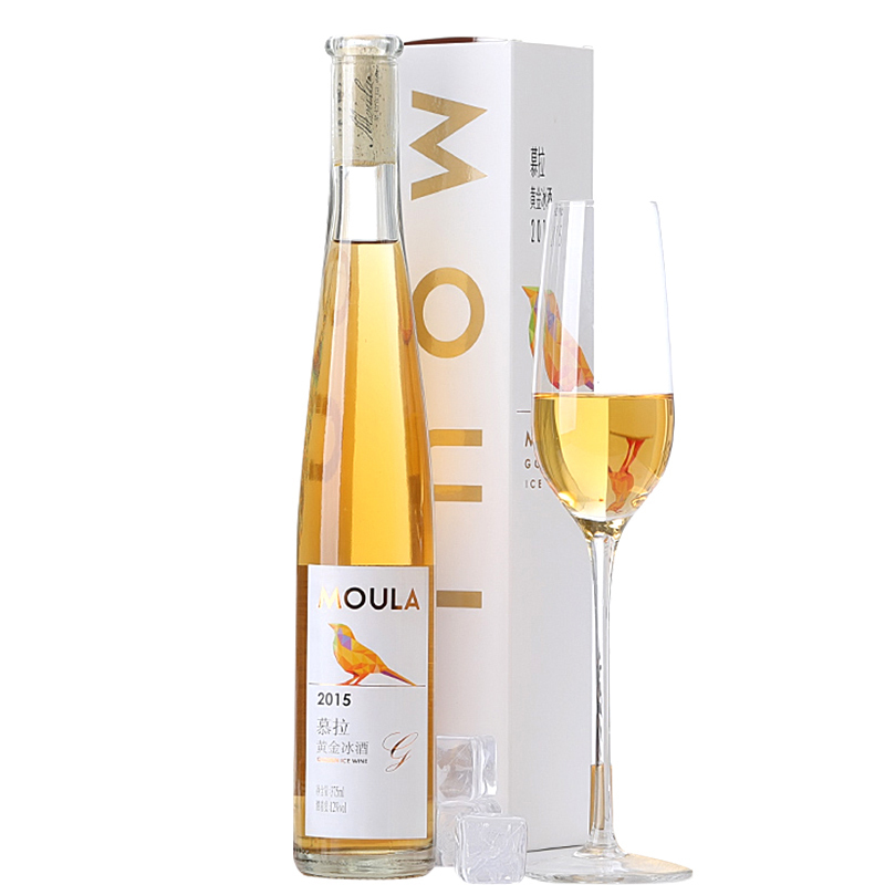 慕拉(MOULA)黄金冰酒 礼盒装 金钻威代尔白葡萄冰酒甜酒冰谷 375ml*2支
