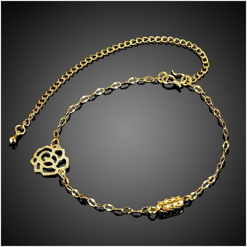 A054-A Women 18K yellow gold anklet jewelry 镀黄金色女脚链潮