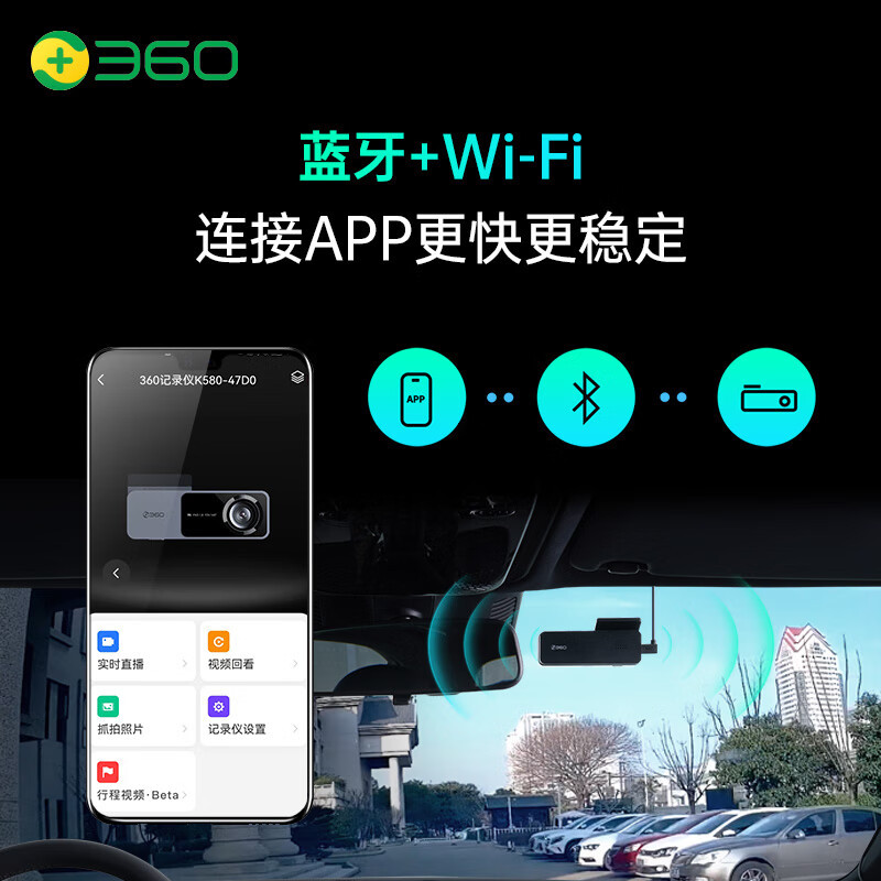 360行车记录仪K980 4K超清夜视录像 SONY影像传感器 内置64G内存