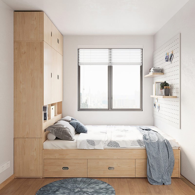 [王一博同款]林氏家居榻榻米床北欧储物床收纳1米2床现代简约卧室家具