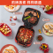 monda多功能料理锅家用电火锅烧烤肉煎烤盘蒸烤涮一体机电热煮锅 清新绿