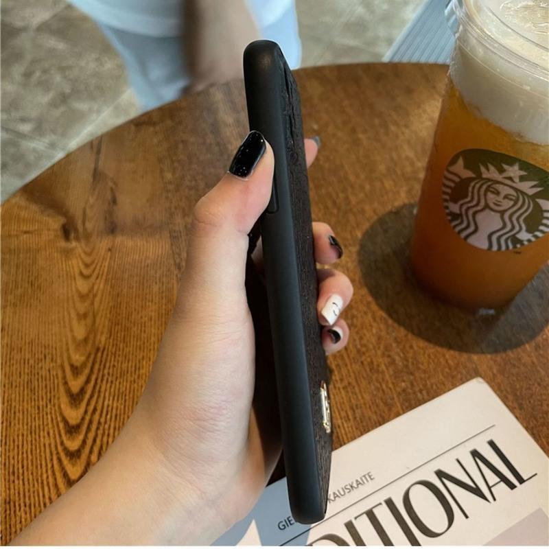 高档皮纹气质大牌iPhone12Promax苹果11手机壳xr欧美奢侈8plus软 D字母标[黑色] iPhone12m