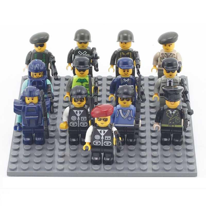 拼装积木人仔新年军事警察部队小兵人仔10岁小男孩的玩具 警察混款小队高清大图