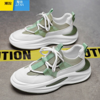 聚范网红男鞋夏季透气厚底防滑老爹鞋男生高级感运动百搭休闲潮百 42 绿色G9988绿色