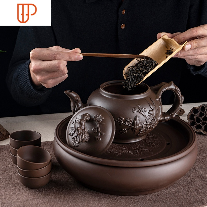 宜兴半手工旅行茶具大容量大号半手工壶梅花壶家用功夫茶具泡旅行