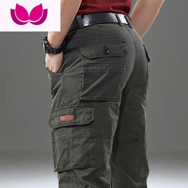 七斓男裤子休闲裤男厚款户外多口袋工装裤男宽松直筒裤春季长裤潮