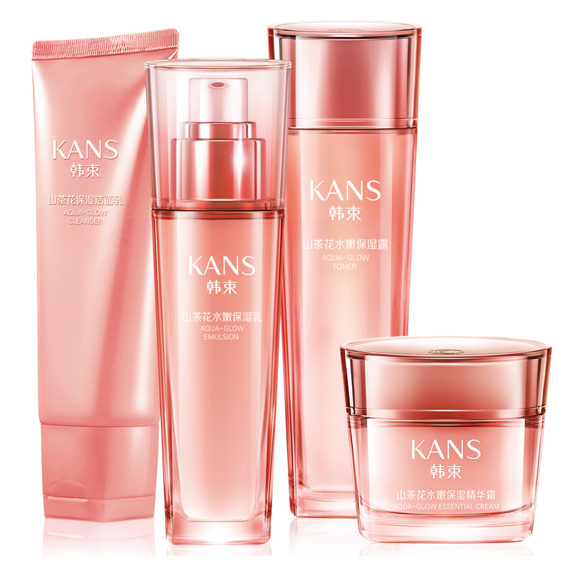 韩束(Kans) 耀水嫩宠爱礼盒(洁面乳120ml+保湿露120ml+保湿乳100ml+精华霜50g)滋润营养 清爽护肤高清大图