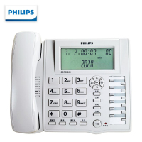 飞利浦(Philips) CORD028 电话机座机 插耳机/一键拨号/双接口/办公家用/话务/支持电脑录音接口(白色)