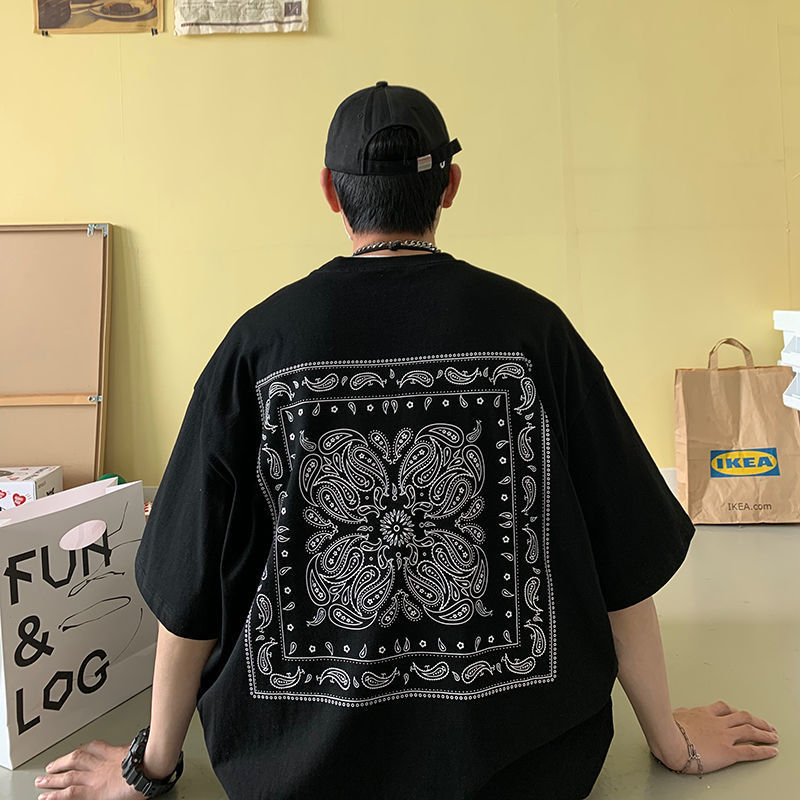 腰果花短袖t恤男潮流韩版宽松复古原宿风休闲体恤衫星尚影参数