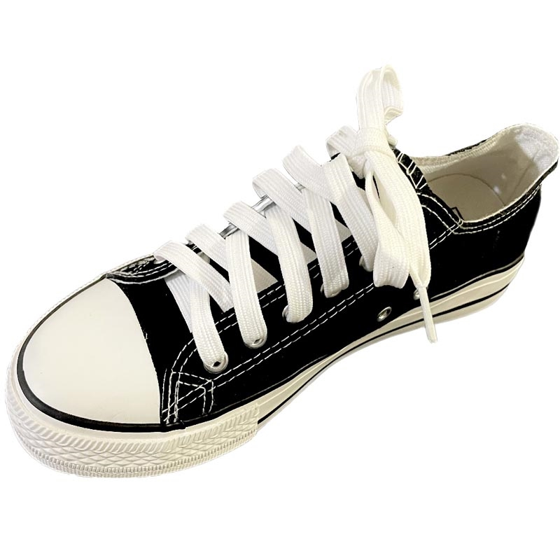 法耐小白鞋鞋带懒人百搭运动休闲扁平鞋松紧带男女儿童帆布鞋绳黑白色