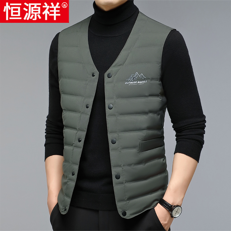 恒源祥中老年羽绒马甲男秋冬款轻薄爸爸内胆背心保暖马夹男士外套高清大图