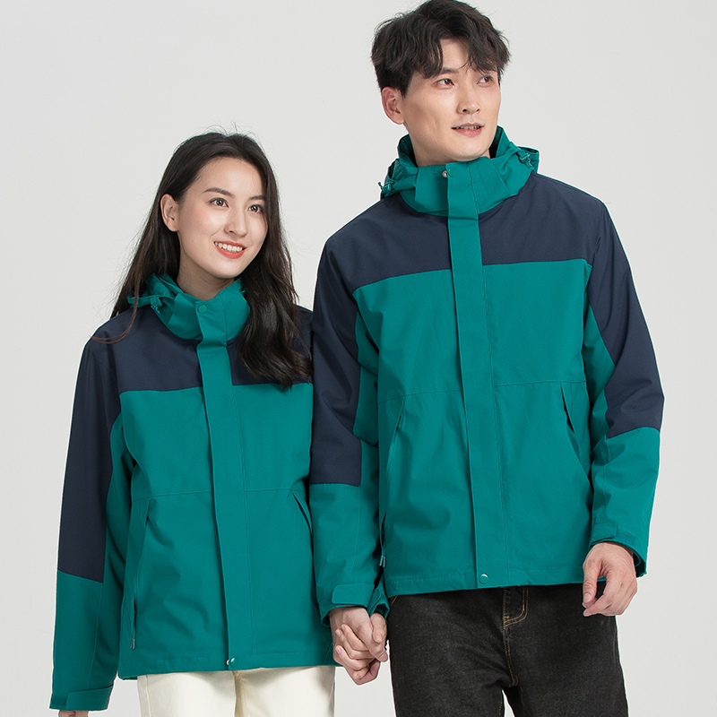 渔人船长户外情侣款冲锋衣男女三合一两件套防风保暖可脱卸登山服外套高清大图