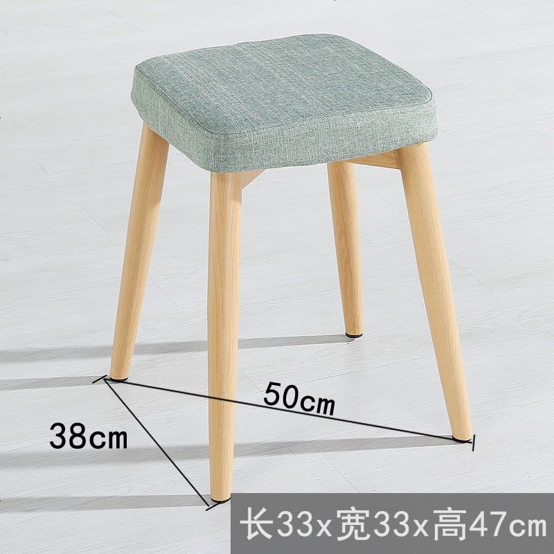 仿实木凳子餐桌凳时尚方凳创意小板凳简约家用餐凳现代化妆凳木凳 仿原木+豆沙绿 金属支架图片