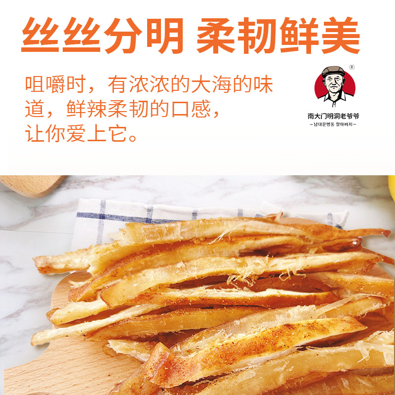 南大门明洞老爷爷辣味鱿鱼条(黑胡椒)80g/包深海鱿鱼高蛋白创意礼品高清大图