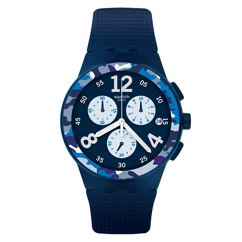 斯沃琪swatch手表果冻日历三眼计时树脂石英男女通用表susb402