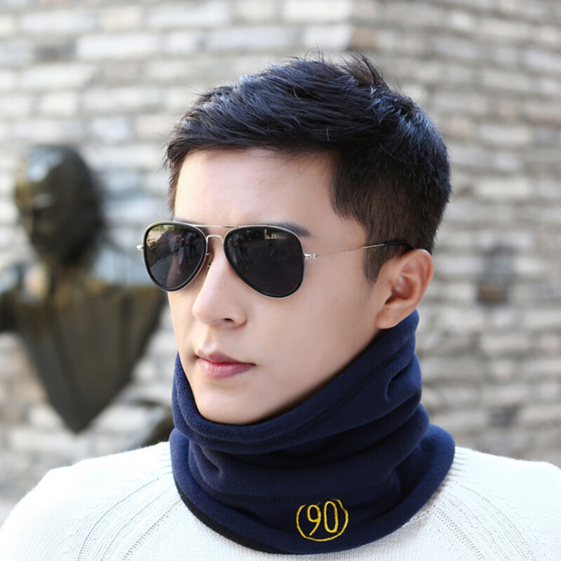 迪鲁奥(DILUAO)同款【品质保障】围脖男士冬季保暖简约抓绒脖套护颈套头防风骑行韩版学生户外围巾