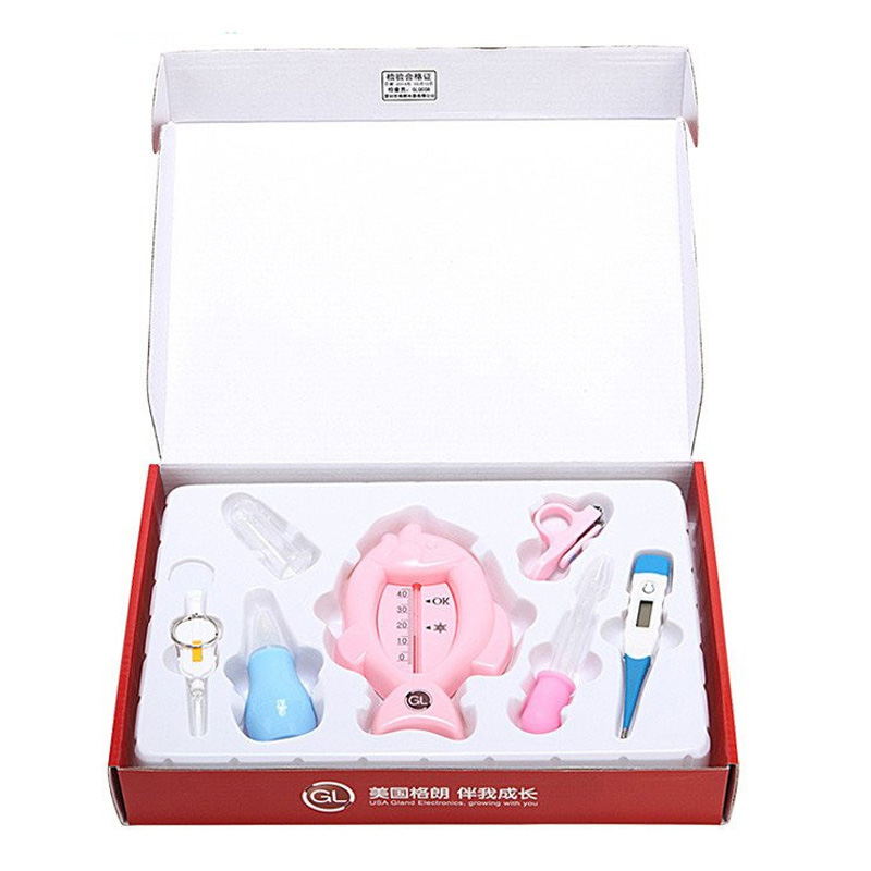 格朗 婴童护理礼盒套装 婴幼儿指甲剪喂药器水温计等儿童护理礼盒七件套 GLB-2