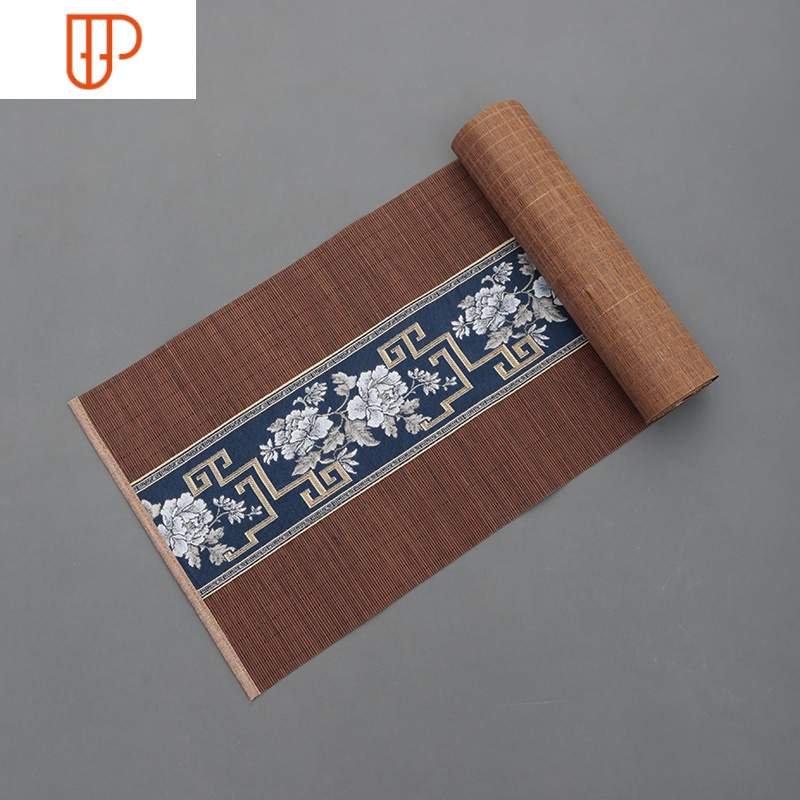 国泰家和 Guotaijiahe 家居器皿茶席竹席防水日式布艺中式桌旗茶垫干泡垫隔热帘茶道茶具配件功夫国泰 家和150 30咖啡茶席刺绣布艺 竹茶席 价格图片